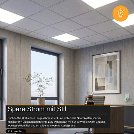 LED-Panel, 20 W, 4.240 lm, 4.000 K, weiß, 62x62 cm, Energieeffizienzklasse A.
