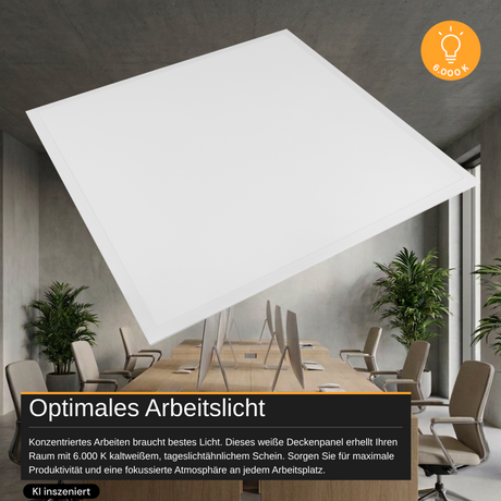 6er Pack LED-Panel, 20 W, 4.240 lm, 6.000 K, weiß, 62x62 cm, Energieeffizienzklasse A.