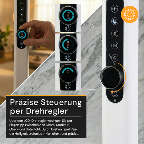 LED Büro-Stehleuchte Up&Down mit Sensor, 150W, 11.000lm, 4000K, UGR<16, CRI>98, dimmbar, weiß