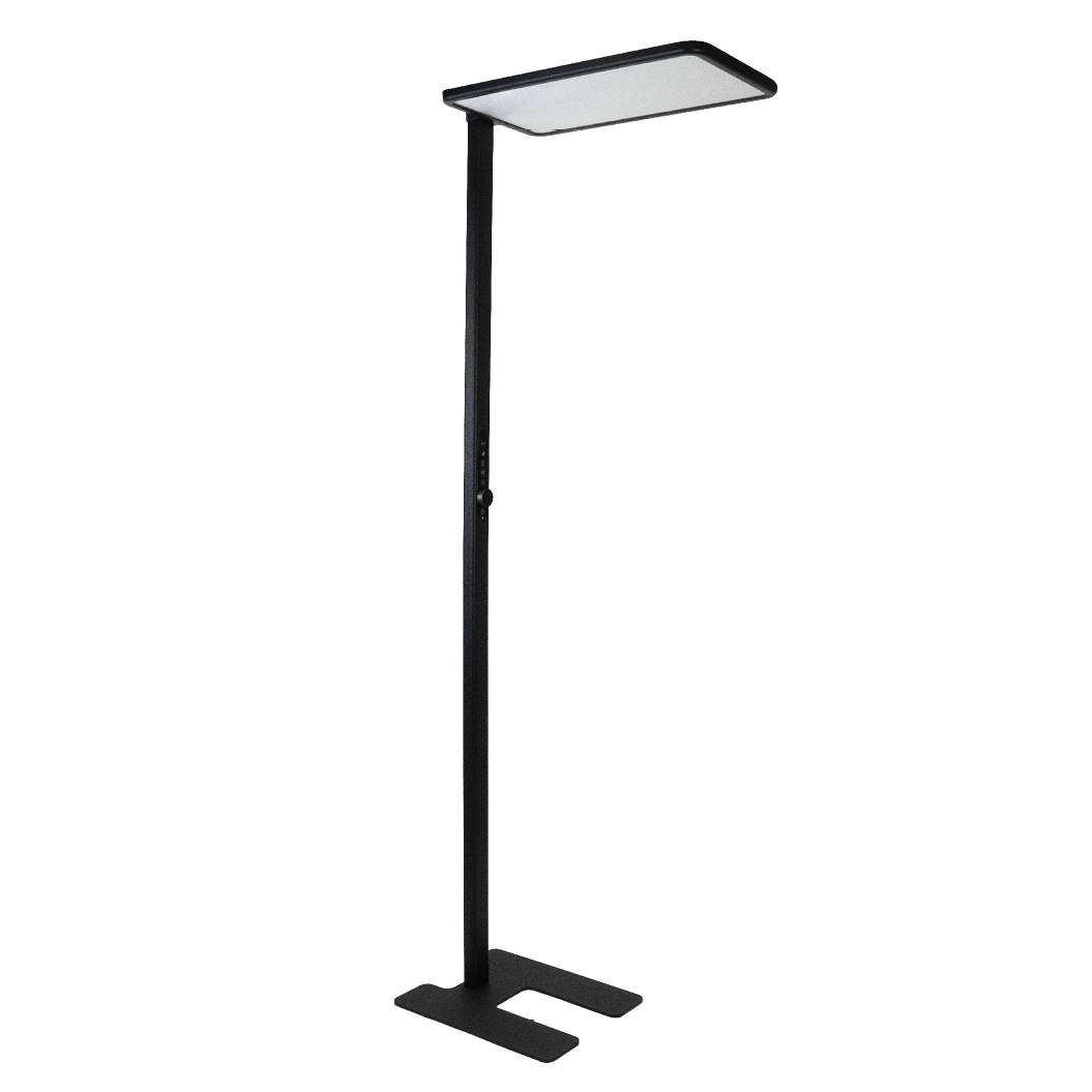 LED Büro-Stehleuchte Up&Down mit Sensor, 150W, 11.000lm, 4000K, UGR<16, CRI>98, dimmbar, schwarz