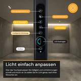 LED Büro-Stehleuchte Up&Down mit Sensor, 150W, 11.000lm, 4000K, UGR<16, CRI>98, dimmbar, schwarz