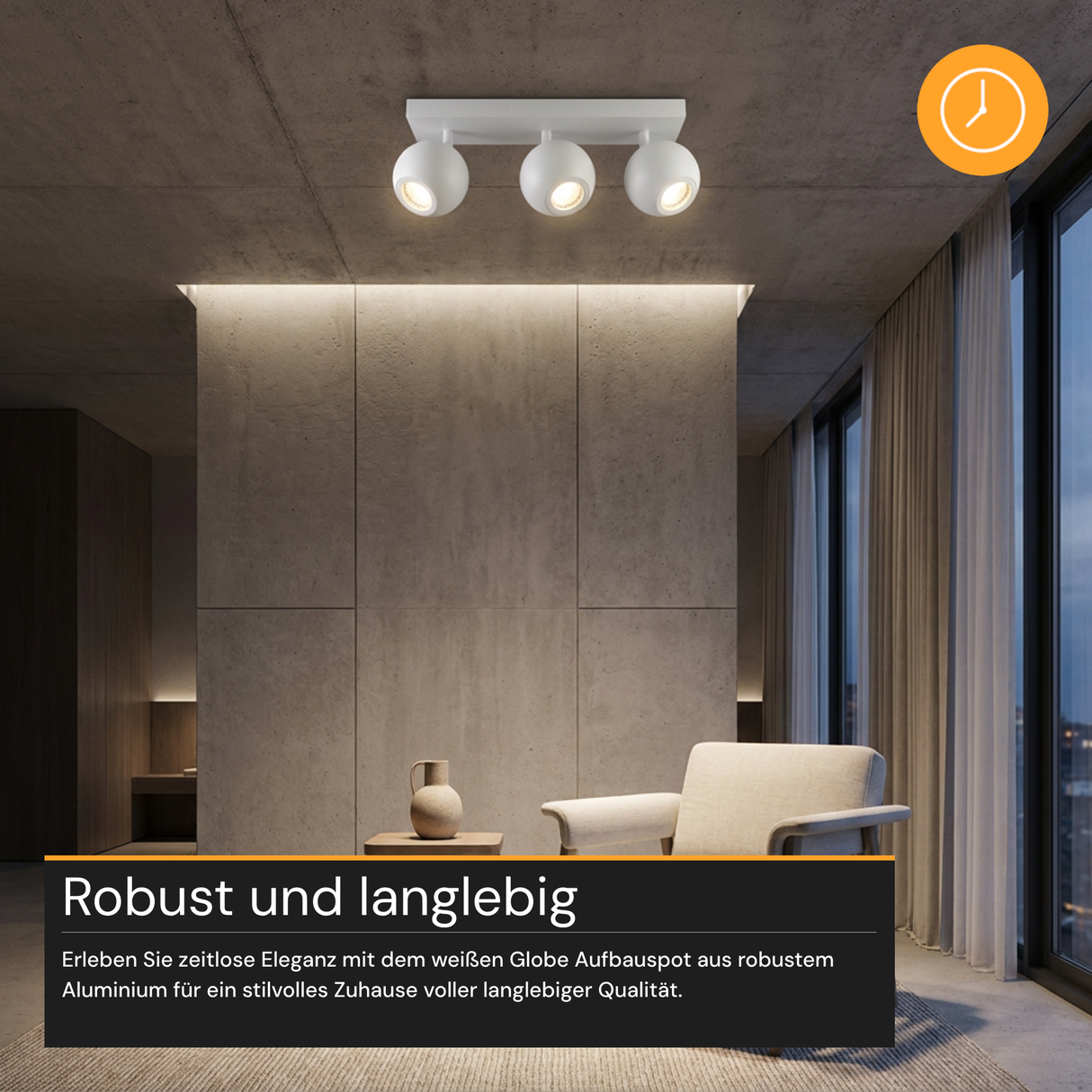 Deckenspot GLOBE, in Weiß, aus Alu und Stahl, 3-flammig, GU10-Fassung, IP20, Ø10cm