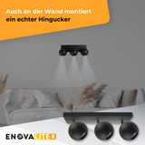 Deckenspot GLOBE, in Schwarz, aus Alu und Stahl, 3-flammig, GU10-Fassung, IP20, Ø10cm.
