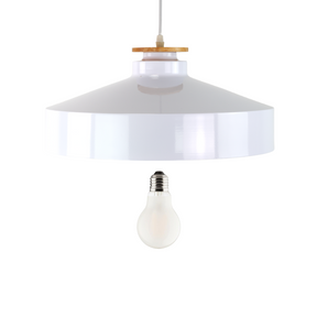 Elegante Pendelleuchte in Weiß  inkl E27-Filamentleuchtmittel, 7W/700lm, 2700K/warmweiß, Milchglas, runde Form, aus Stahl, E27-Fassung, IP20, Ø40 cm.