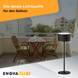 LED-Tischleuchte mit Akku, Up- & Downlight, Dimm- & CCT-Funktion, schwarz, wiederaufladbar, Innen und Außenbereich, IP44, USB-C.