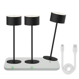 3er Set LED-Tischleuchte mit Akku, inkl Ladestation, Up- & Downlight, Dimm- & CCT-Funktion, schwarz, wiederaufladbar, Innen und Außenbereich, IP44, USB-C.