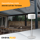 3er Set LED-Tischleuchte mit Akku, inkl Ladestation, Up- & Downlight, Dimm- & CCT-Funktion, weiß, wiederaufladbar, Innen und Außenbereich, IP44, USB-C.
