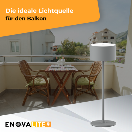 3er Set LED-Tischleuchte mit Akku, inkl Ladestation, Up- & Downlight, Dimm- & CCT-Funktion, grau, wiederaufladbar, Innen und Außenbereich, IP44, USB-C.