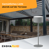LED-Tischleuchte mit Akku, Up- & Downlight, Dimm- & CCT-Funktion, grau, wiederaufladbar, Innen und Außenbereich, IP44, USB-C.