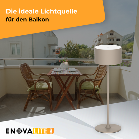 3er Set LED-Tischleuchte mit Akku, inkl Ladestation, Up- & Downlight, Dimm- & CCT-Funktion, sandfarben, wiederaufladbar, Innen und Außenbereich, IP44, USB-C.