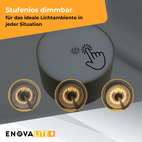 LED-Tischleuchte mit Akku, Up- & Downlight, Dimm- & CCT-Funktion, sandfarben, wiederaufladbar, Innen und Außenbereich, IP44, USB-C.