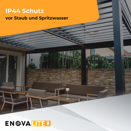 LED-Tischleuchte mit Akku, Up- & Downlight, Dimm- & CCT-Funktion, sandfarben, wiederaufladbar, Innen und Außenbereich, IP44, USB-C.