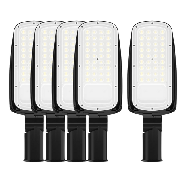 5er Pack LED-Straßenleuchte, 30 W, 4200 lm, 5000 K (neutralweiß), IP65.