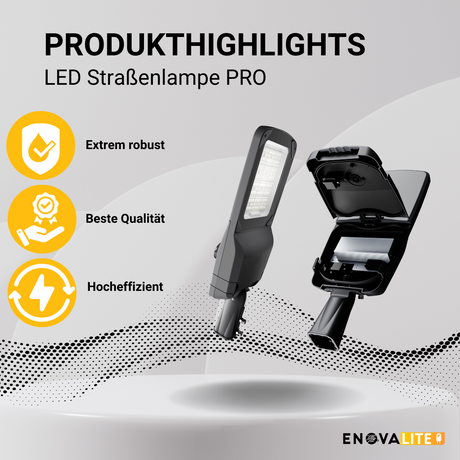 6er-Pack Profi LED-Straßenleuchte, 30 W, 4500 lm, 5000 K (neutralweiß), IP66, 0-10 V dimmbar.