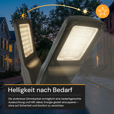 LED-Straßenleuchte PRO, 80 W, 12000 lm, 3000 K (warmweiß), IP66, SOSEN Driver, LUMILEDS LED, hochenergieeffizient, 0-10 V dimmbar