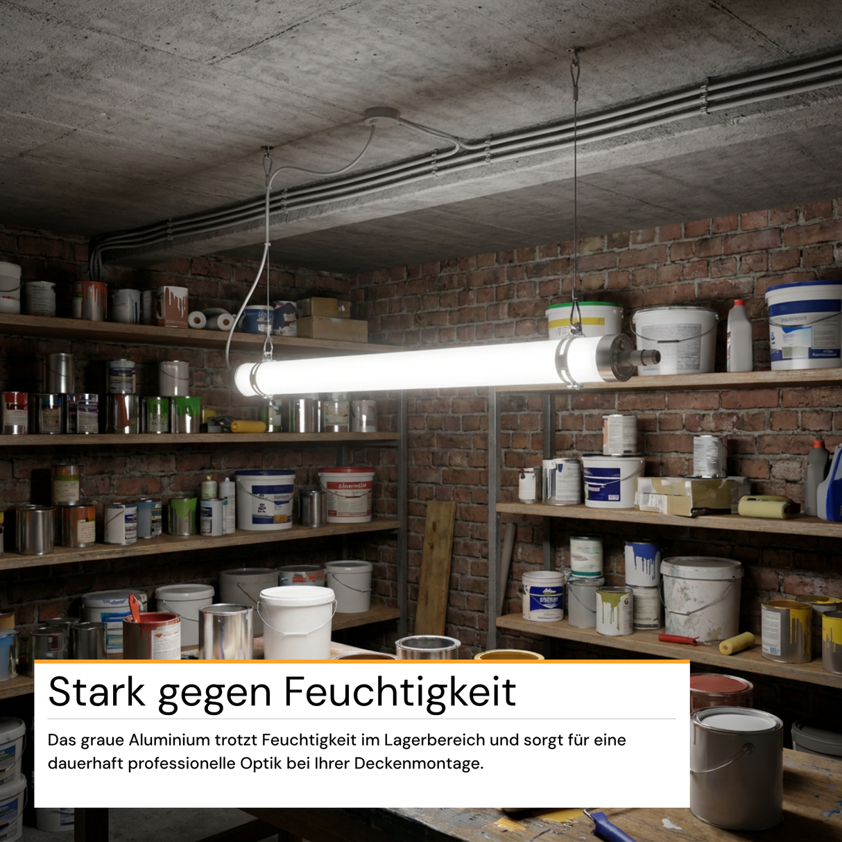 Aufhängeset für Feuchtraumleuchten, Deckenmontage