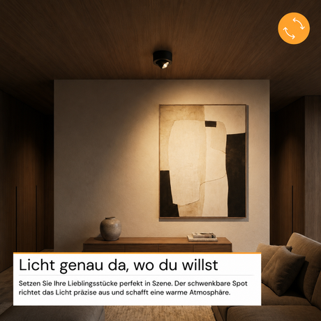 LED Aufbauspot, 7 W, 670 lm, 3CCT, dimmbar, schwenkbar, Aluminium, schwarz