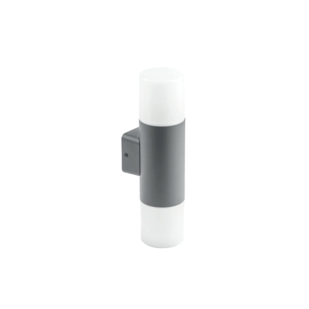 LED Wandleuchte E27, Gartenleuchte, IP44, zweifach, graphit.