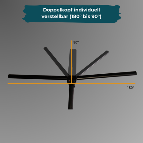 LED-Schreibtischlampe, Doppelkopf, in Schwarz, dimmbar, 5 Farbtemperaturstufen, 24 W, 800 lm, klemm- und verstellbare Monitorlampe.
