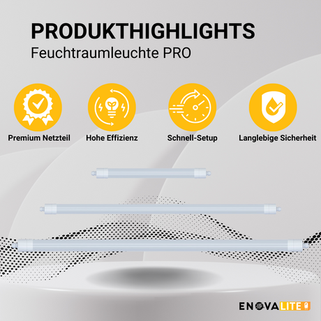 9er Pack LED Feuchtraumleuchte PRO, 65cm, 18W, 2070 lm, 4000K (neutralweiß), IP65, OSRAM-Netzteil, Steckklemme, durchschleifbar.