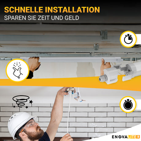 2er Pack LED Feuchtraumleuchte PRO, 150cm, 50W, 6000lm, 4000K (neutralweiß), IP65, OSRAM-Netzteil, Steckklemme, durchschleifbar.