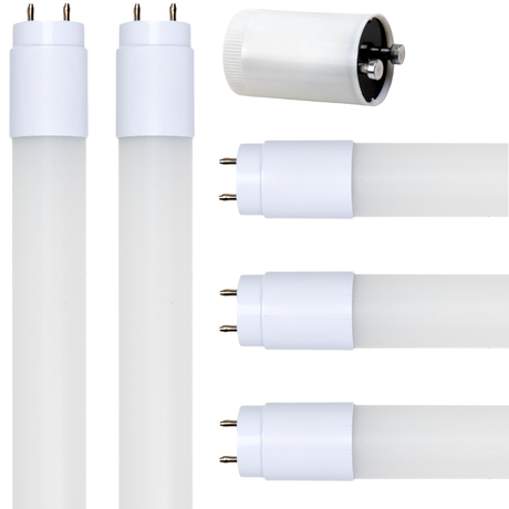 LED T8 Röhre, 60 cm, 9 W, 850 lm, 6500 K (kaltweiß), drehbar, mit Brücke.