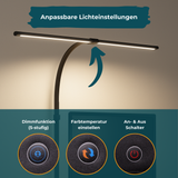 2er Pack LED-Schreibtischlampe, Doppelkopf, schwarz, dimmbar, 5 Farbtemperaturstufen, 24 W, 800 lm, klemm- und verstellbare Monitorlampe.