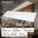 LED BackLit Panel, 120x30 cm, CRI98, 40W, 4000lm, 4000K