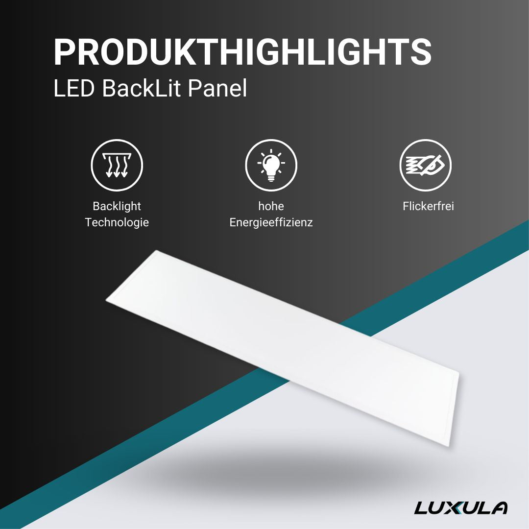 LED-Panel, Backlit, 120x30 cm, 36W, 3600lm, 6000K.