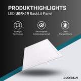 LED BackLit Panel UGR<19, 62x62 cm, inkl Aufbaurahmen, 36W, 3600lm, 4000K.
