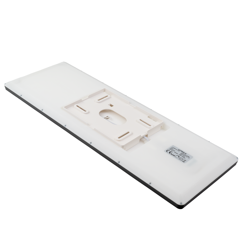 LED-Panel mit Fernbedienung, 58×20 cm, schwarz, 24 W, 2200 lm, IP44 Wassergeschützt, Helligkeit und Lichtfarbe einstellbar