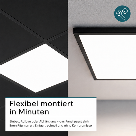 LED BackLit Panel, 62x62 cm, schwarz, 36W, 3600lm, 4000K, ECO Line.
