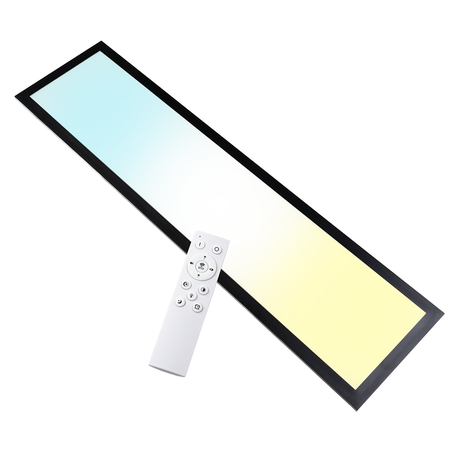 LUXULA LITEQ 80, LED-Panel mit Fernbedienung, 80×20 cm, schwarz, 40 W, 4400 lm, UGR<19, Helligkeit und Lichtfarbe einstellbar