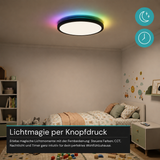 RGB Panel Up&Down, 15W, 1550lm, IP44, ø283x28mm, 3000-6500 K (CCT), dimmbar, schwarz