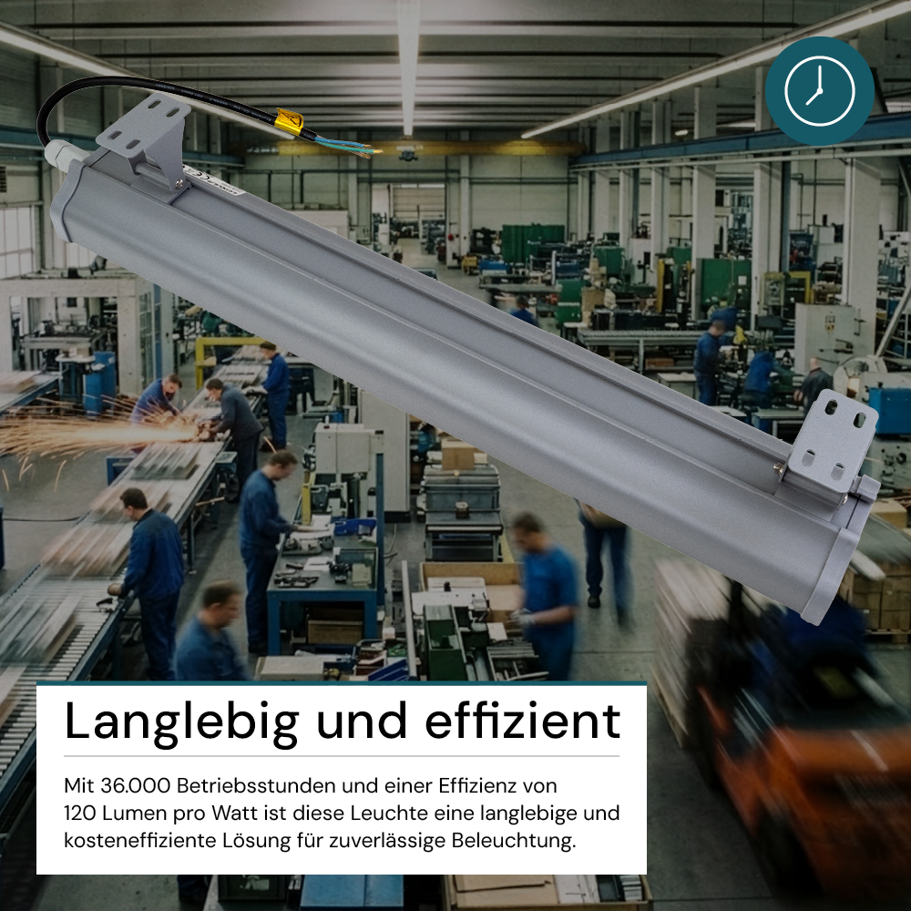 2er Pack LED-Hallenleuchte, linear, 100 W, 12400 lm, 5000 K (neutralweiß), IP65, grau