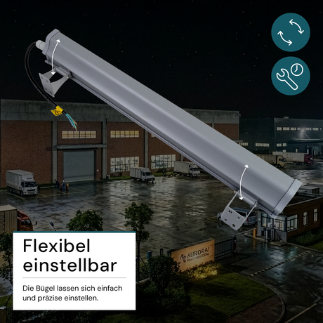 2er Pack LED-Hallenleuchte, linear, 100 W, 12400 lm, 5000 K (neutralweiß), IP65, grau