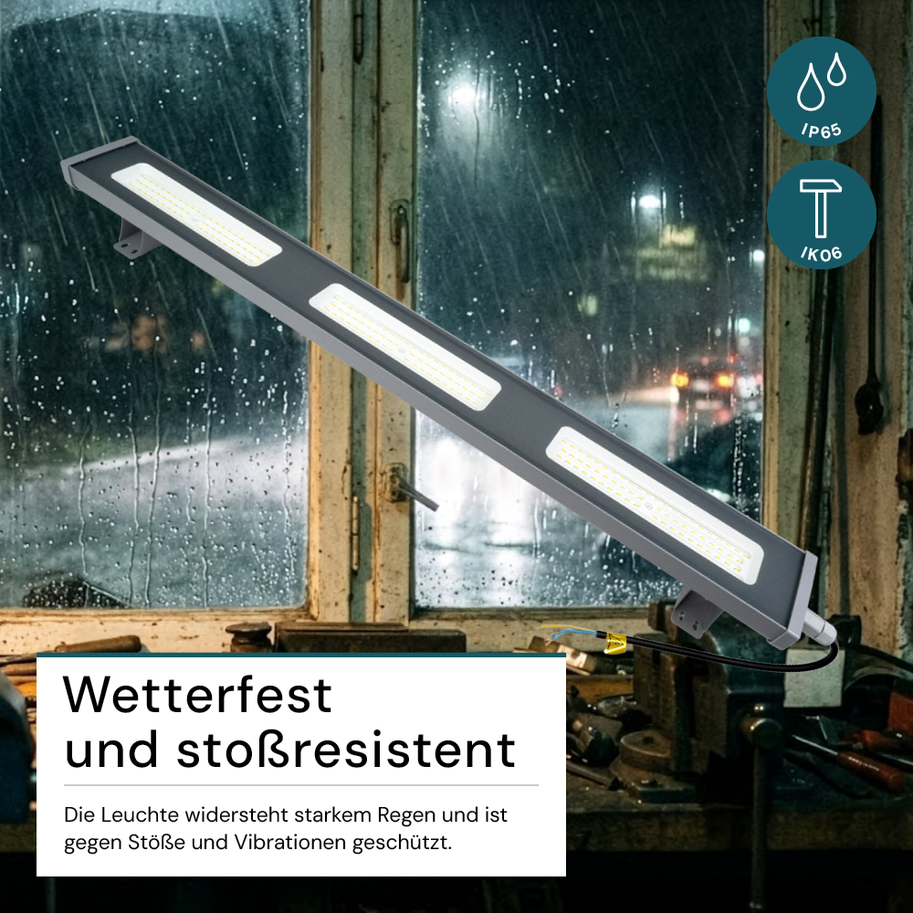 4er Pack LED-Hallenleuchte, linear, 150 W, 18700 lm, 5000 K (neutralweiß), IP65, grau