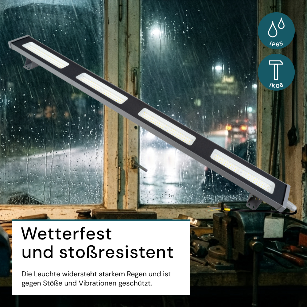 4er Pack LED-Hallenleuchte, linear, 200 W, 25000 lm, 5000 K (neutralweiß), IP65, grau