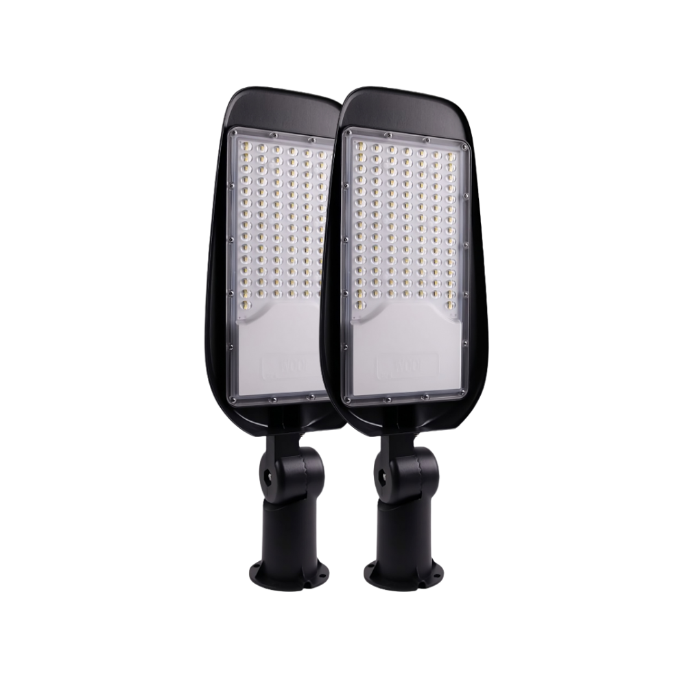 2er Pack LED-Straßenleuchte, Wegeleuchte, 100 W, 11700 lm, 5000 K (neutralweiß), IP65, Ø48-60 mm.
