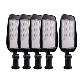5er Pack LED-Straßenleuchte, Wegeleuchte, 50 W, 5800 lm, 5000 K (neutralweiß), IP65, Ø48-60 mm.