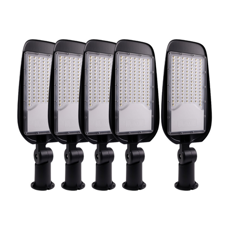 5er Pack LED-Straßenleuchte, Wegeleuchte, 100 W, 11700 lm, 5000 K (neutralweiß), IP65, Ø48-60 mm.