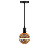 LED Filament Leuchtmittel JUPITER Globe, inkl schwarzer E27-Fassung mit Textilkabel, 4W, 200lm, 1800K, dimmbar.
