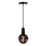 LED Filament Leuchtmittel CALDERA Smoke, inkl schwarzer E27-Fassung mit Textilkabel, 4W, 40lm, 1800K, dimmbar.
