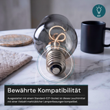 LED Filament Leuchtmittel, Bulbous, BN9, E27, 4W, 120 lm, 1800K, dimmbar.
