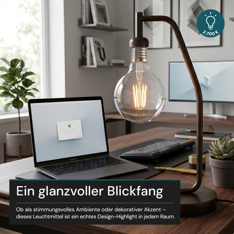 LED Filament Leuchtmittel, BULB, G125, E27, 8 W, 1055 lm, 2700 K, dimmbar