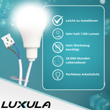 6er Set LED Renovierungslampe, 11W, 1150lm, 4000K, mit Kabel und Klemme.