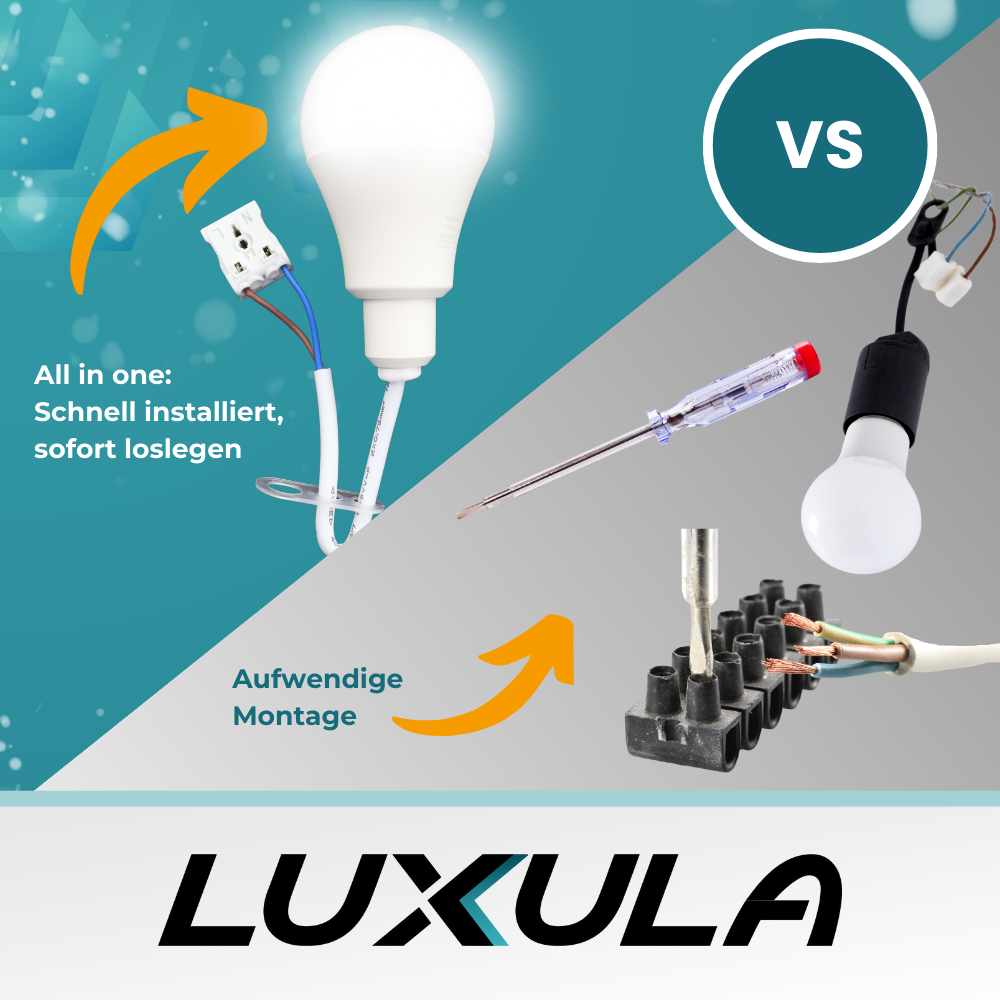 12er Set LED Renovierungslampe, 11W, 1150lm, 4000K, mit Kabel und Klemme.