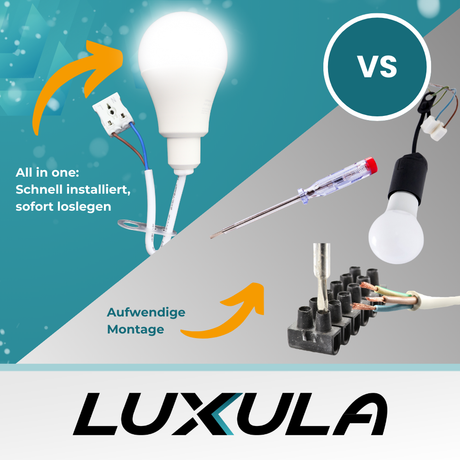 12er Set LED Renovierungslampe, 11W, 1150lm, 4000K, mit Kabel und Klemme.