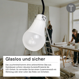 LED Renovierungslampe, 9W, 806lm, 4000K, mit Kabel und Klemme