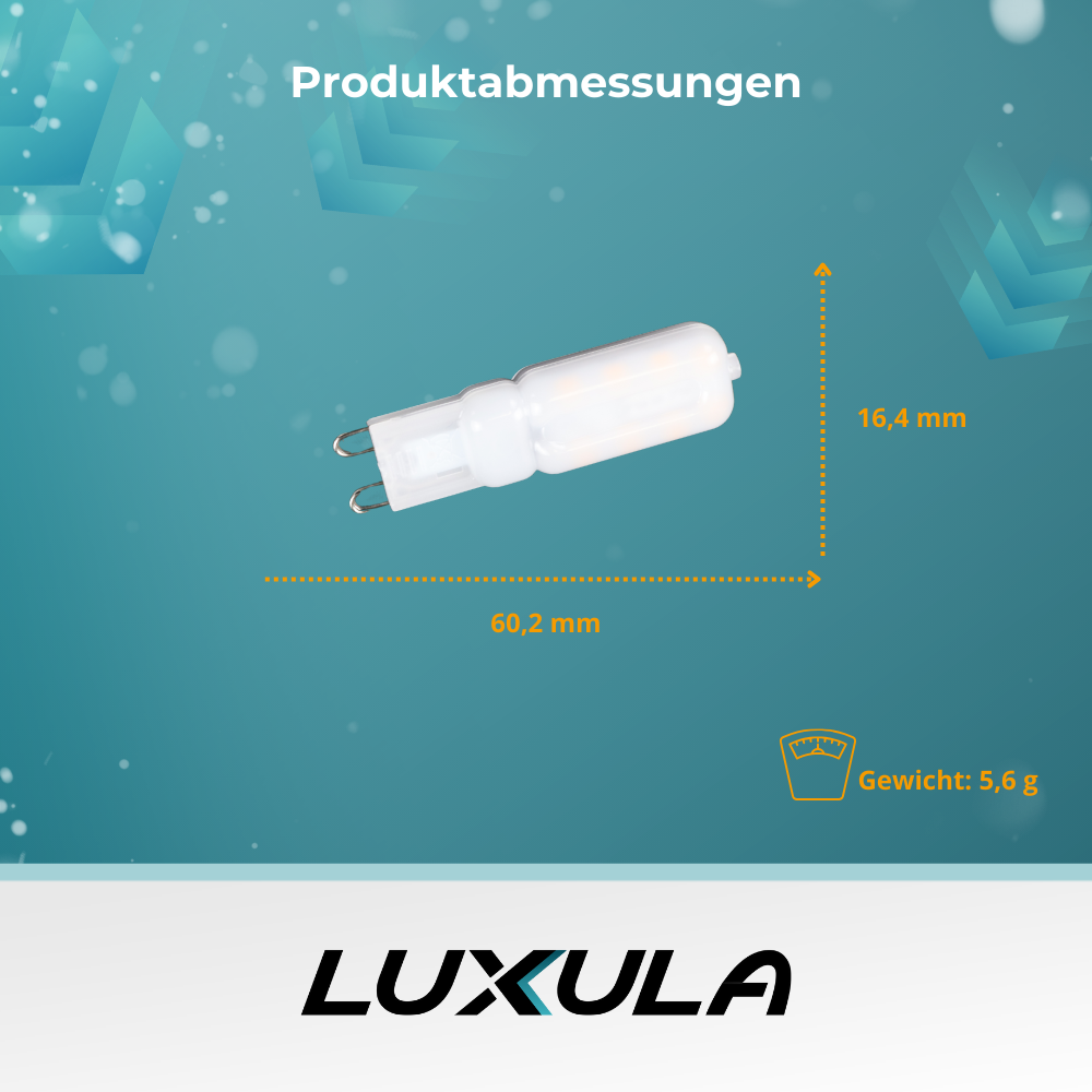 LED-Leuchtmittel, G9, 4 W, 400 lm, 2800 K (warmweiß), 240°, AC 220-240V.